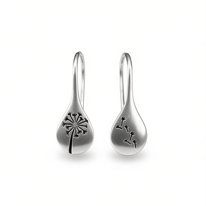 Pendientes colgantes de plata tibetana para mujer, diseño de planta vintage, pendientes colgantes de aleación a la moda, color blanco E690 - Product Image 1