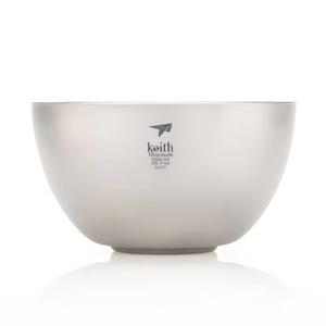 Bol à nouilles isotherme en titane personnalisé à double paroi, portable, rond, argenté, pour le camping et l'alpinisme - Product Image 1