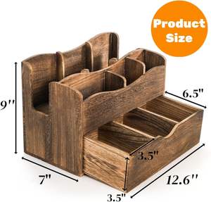 Organisateur de station à café avec tiroir, organiseur d'accessoires de bar à café en bois pour comptoir - Product Image 3