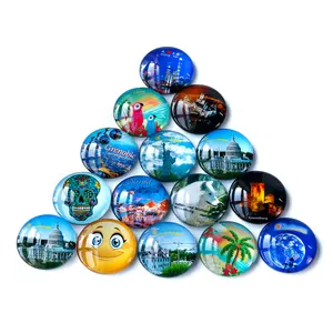 Customised Murano Crystal Fridge Magnet Glass Magnetic Refrigerator Sticker 3D Round Heart Square Glass Bubble Magnet