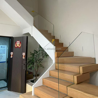 Escalier intérieur double moderne Wojo WJ4210 pour duplex/villa/loft, garde-corps en bois et métal durable, écologique, garantie 5 ans