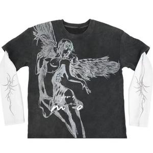 Vente flash : Pull vintage en coton 100% délavé à l'acide, surdimensionné, écologique, respirant, patchwork, double couche, manches longues pour homme - Product Image 6