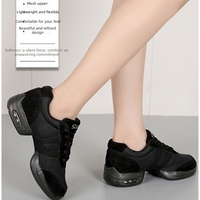 Chaussures de danse à semelle fendue pour femmes, baskets de jazz modernes à lacets avec coussin d'air, chaussures en maille respirante pour la pratique de la danse
