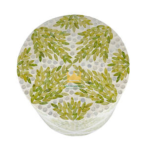 Premium Capiz Shell Inlay Modern <b>Small</b> Round <b>Coffee</b> Side <b>Table</b> Green White MOP Living Room Furniture Factory Price From Vietnam - Product Image 2