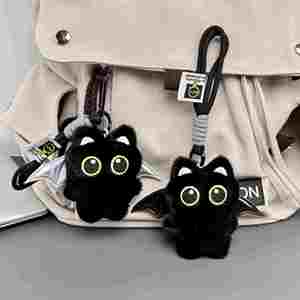 Cute Black Fun Keychain Devil Kitten Lovely Pendants for Party and Hallowmas <b>Bag</b> Pendant Decoration Couple <b>Gift</b> - Product Image 3