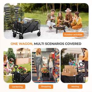 Chariot pliant léger à quatre roues avec cadre en acier, idéal pour le camping, le vélo de montagne, le shopping et le rangement – Vente directe usine - Product Image 6