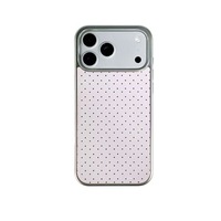 Étui de luxe électroplaqué à pois en TPU+PC, résistant à la saleté, antichoc et étanche pour 17 Pro Max 16/15/14/13