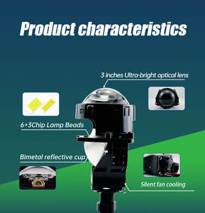 Proyector de lente Bi LED de 3 pulgadas, accesorios automotrices de reacondicionamiento de coche azul con temperatura de color de 6000K - Product Image 3