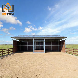 Écuries préfabriquées temporaires en acier pour <span class=keywords><strong>chevaux</strong></span>, stalles portables d'<span class=keywords><strong>extérieur</strong></span> avec toit et mangeoire à <span class=keywords><strong>foin</strong></span> pour ferme, pour porcs, poulets, chiens et lapins 3x3m - Product Image 3