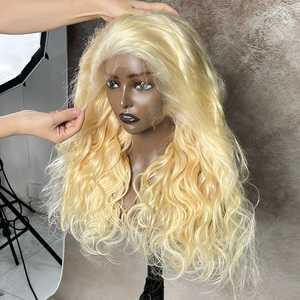 Perruque en cheveux humains ondulés 13x6 HD Lace Front, blonde 613, fabriquée à la machine, 20 pouces, vente en gros - Product Image 1