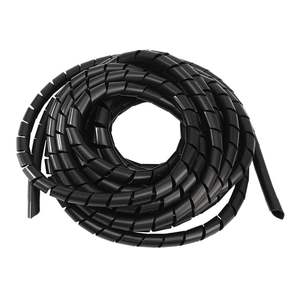 Banda enrolladora de cables en espiral de 10 mm x 10 m, color negro; ideal para organizar y proteger cables y alambres. - Product Image 1