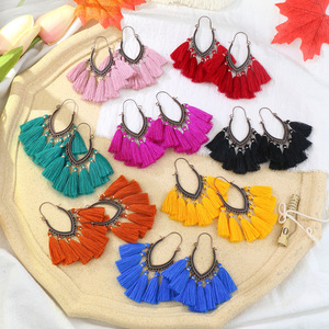 Bohemian Tassel Earrings Alloy Antique <b>Bronze</b> Plated <b>Drop</b> Earrings For Women Party Fashion Jewelry - Product Image 1