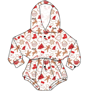 <span class=keywords><strong>Tuta</strong></span> all'ingrosso a maniche lunghe da ragazza con motivo natalizio con cappuccio e Design a pieghe in vita-abbigliamento per ragazza in stile carino - Product Image 2