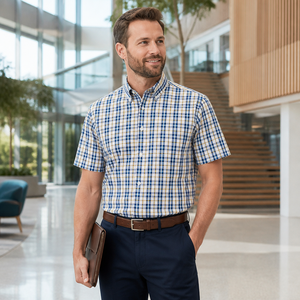 T-shirt décontracté à manches courtes pour <span class=keywords><strong>homme</strong></span>, de haute qualité, multicolores, personnalisé, respirant, doux pour la peau, à carreaux, pour un <span class=keywords><strong>look</strong></span> décontracté au bureau - Product Image 6