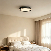 Plafonniers LED modernes en aluminium noir avec surface acrylique pour la décoration de la maison, salon, chambre à coucher