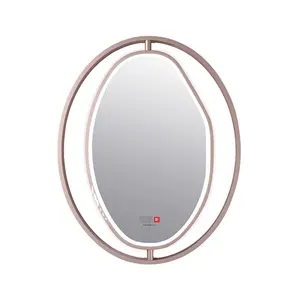 3 Colors Dimmable Makeup Mirror LED Hanging Mirror Smart LED Bathroom Mirror Silver Modern Smart Touch Sensor Switch