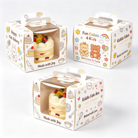 Boîtes à gâteaux roses personnalisées pour enfants avec poignée, emballage cadeau mignon à motif de dessin animé pour boulangerie - Vente en gros