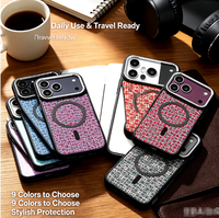 Étui de téléphone portable antichoc en cuir gaufré magnétique de luxe métallique coloré avec logo, disponible en 8 couleurs