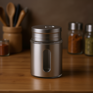 Salero grande de 10.5cm x 7cm con tapa metálica y ventana para uso en la cocina - Product Image 3