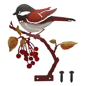 धातु के लिए पेंच के साथ जंग पक्षी उद्यान सजावट आंकड़े आउटडोर शरद ऋतु सजावट