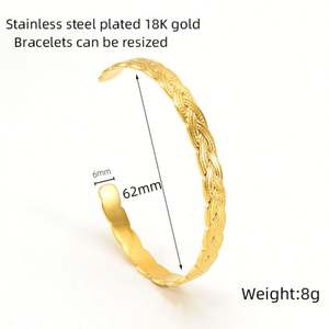 Bracelet de poignet en or tendance pour femmes et filles, manchette ouverte, ensemble de bracelets en or 18 carats, bracelet tennis plaqué or le plus vendu et très apprécié - Product Image 4