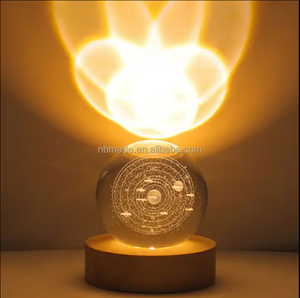 Solid Beech Wood Base Warm White <strong>LED</strong> <strong>Night</strong> <strong>Light</strong> for 3D Crystal Ball Display USB Powered Home Decor Bedside Lamp - Product Image 5