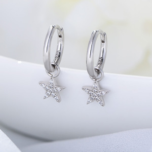Vente en gros de boucles d'oreilles créoles en argent sterling 925 goutte d'étoile avec zircon 18K boucles d'oreilles cercles polyvalentes plaquées <span class=keywords><strong>gola</strong></span> pour femmes - Product Image 5