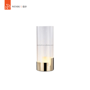 Round Acrylic Light Guide Panel luxury <b>table</b> <b>lamp</b> in Champagne Gold for Villa Lounge - Product Image 5