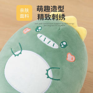 Almohada de Viaje en Forma de Dinosaurio, 28x26x14cm, Transformable, para Adultos, Diseño Plegable, Felpa Verde - Product Image 3