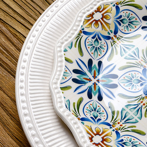 Plato plano de Pasta occidental en relieve de arte doméstico americano europeo, plato de cerámica Mediterráneo desechable, <span class=keywords><strong>platos</strong></span> y <span class=keywords><strong>platos</strong></span> de porcelana - Product Image 2