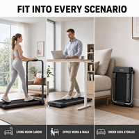 Tapis de course pliable 2-en-1 avec accoudoir amovible et support tablette – Idéal pour la maison, le bureau, la remise en forme en intérieur, ou comme tapis de marche électrique sous le bureau