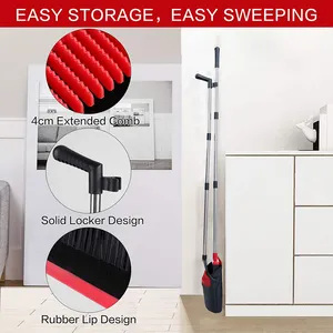 Stand Up Broom And Dustpan Set Self-cleaning With Folding Broom And Dustpan Set For Home Dustpan With Long Handle