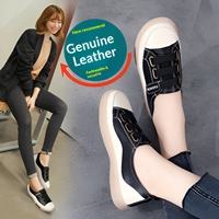 Chaussures plates pour femmes, en cuir véritable, à semelle souple, décontractées, respirantes, fines, pour étudiantes, été