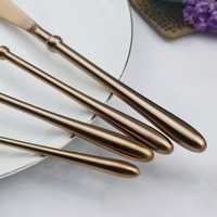 Ensemble de couverts en acier inoxydable 18/10 PVD satiné or rose avec manche cylindrique, design perle orientale, pour hôtel, restaurant, mariage