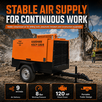 Compresseur d'air à vis diesel portable KAISHAN KSCY-330/8 9,2 m³/min 8 bars, remorquable pour le forage de roches, l'exploitation minière et la construction