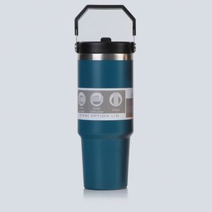 Gobelet isotherme de voyage 20oz 30oz en acier inoxydable avec poignée, couvercle, paille et base antidérapante pour thé chaud - Product Image 2