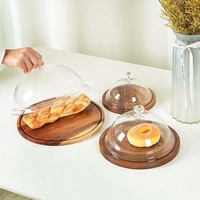 Récipient de porte-gâteau en bambou en bois écologique de haute qualité Youlike avec couvercle rond en acrylique transparent pour la nourriture de Table de fête de mariage