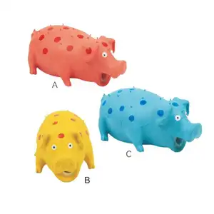 Dog Squeeze Toy,Squeaky Pig Dog Toys, Blue Latex Grunting Pig Dog