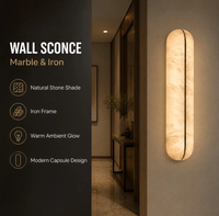Applique murale, lampe murale, luminaire mural en marbre, pierre naturelle, fer, capsule, moderne, minimaliste, couloir, chambre, salon