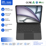 Clavier magique sans fil magnétique en aluminium avec disposition personnalisée en arabe et en anglais pour iPad Air 13 pouces M2 Clavier rétroéclairé