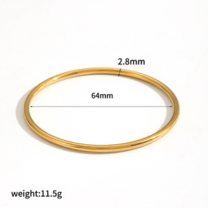 Geometric Circle Stainless Steel <b>Bracelet</b> 18k Gold Plated Titanium Steel Unisex Fashion <b>Bangle</b> - Product Image 5