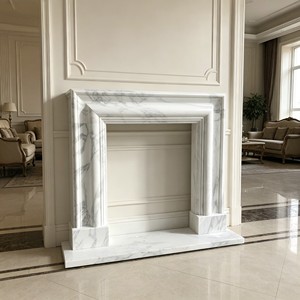 Cornice per Caminetto in Marmo Grigio Intagliata <span class=keywords><strong>a</strong></span> Mano con Statue di Cherubini, Rivestimento per Caminetto in Pietra Naturale per Decorazioni di Lusso per Palazzi - Product Image 3