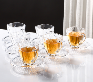 Vente en gros de tasses à café et soucoupes en cristal sans plomb de haute qualité, ensemble de 12 pièces pour la maison, le restaurant, l'hôtel, le café - Product Image 6