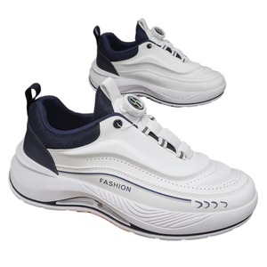 Zapatillas deportivas de malla con cordones para hombre, color blanco, modernas, versátiles, con suela gruesa, deportivas, informales, para correr, estilo papá. - Product Image 2