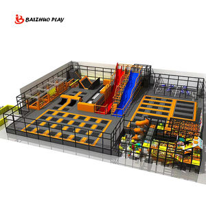 Plan d'affaires pour sports extrêmes Trampoline d'intérieur Équipement de parc et centre de jeu avec Ninja Warrior Naughty Castle Devil's Slide - Product Image 1