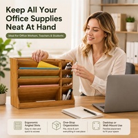 Étagère de rangement murale moderne multifonctionnelle personnalisable en bambou foncé écologique à 5 niveaux pour bureau, organiseur de fichiers, salon