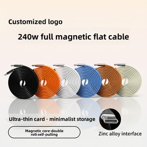 Câble plat magnétique tressé double Type-C 240W, câble de charge rapide, câble de données USB C - Product Image 2
