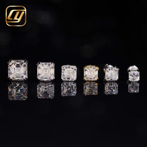 Boucles d'oreilles clous en argent sterling 925 avec moissanite taille Asscher VVS, serties de diamants plaqués, bijoux fins hip-hop pour hommes et femmes, vente en gros - Product Image 1