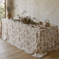 Nappe ronde vintage à imprimé papillon et botanique, couverture de table à manger florale, 305 cm, décoration personnalisée pour la maison, tissu tissé