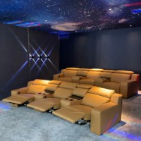 Hot-Selling Leder Theater Power Recliner Sessel für Wohnzimmer Villa Keller mit verstellbarer Kopfstütze und USB-Aufladung